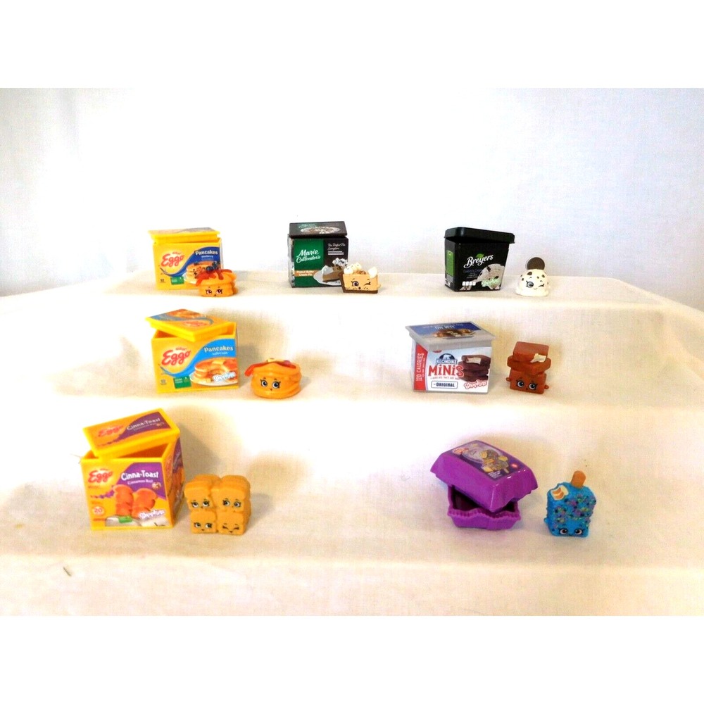 Shopkins Real Littles lot of 7  Breyers  Eggo's Marie Callenders  Good Humor
